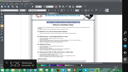 Settings appearing on toolbar on right of Windows 8 screen.